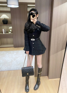 Chanel Black Tweed Jacket Coat
