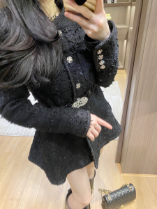 Chanel Black Tweed Jacket Coat