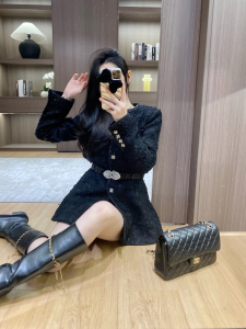 Chanel Black Tweed Jacket Coat