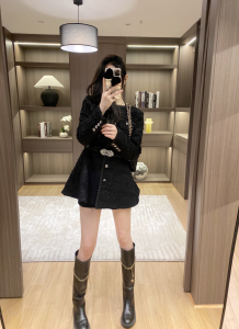 Chanel Black Tweed Jacket Coat