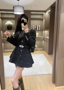 Chanel Black Tweed Jacket Coat