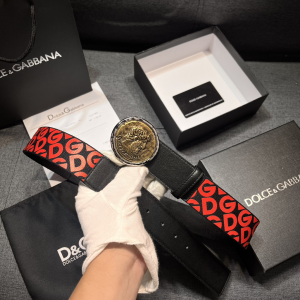 Dolce Gabbana Rome Coin Black Red Leather Belt 40MM Dolce Gabbana Rome Coin Black Red Leather Belt 40MM