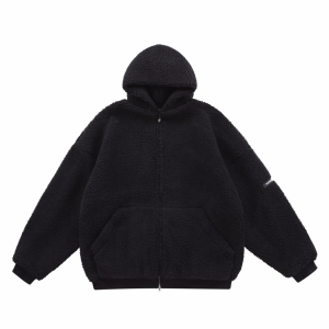 Balenciaga Mens Black Oversized Fleece Zip Up Hoodie Balenciaga Mens Black Oversized Fleece Zip Up Hoodie