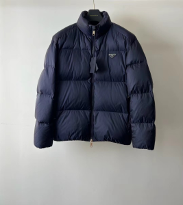 Prada Zip Up Puffer Padded Jacket Coat Blue Prada Zip Up Puffer Padded Jacket Coat Blue