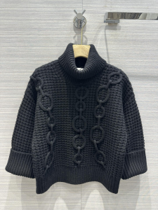 Hermes Do Re Boucles Bicolor Wool Knit Sweater Black Hermes Do Re Boucles Bicolor Wool Knit Sweater Black