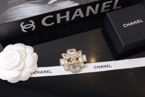 Chanel Crystal CC Flower Brooch