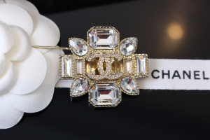 Chanel Crystal CC Flower Brooch