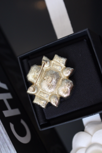 Chanel Crystal CC Flower Brooch