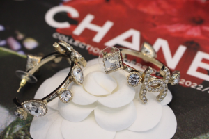 Chanel Crystal CC Pearl Hoop Earrings