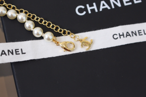 Chanel Tag Pearls Choker Necklaces