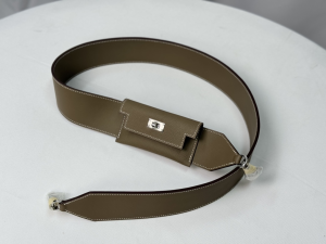 Hermes Kelly Pocket Swift Leather Shoulder Bag Strap Grey Hermes Kelly Pocket Swift Leather Shoulder Bag Strap Grey