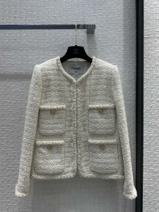 Chanel Off White Tweed Jacket Coat