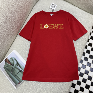 Loewe Logo Red Cotton T Shirt
