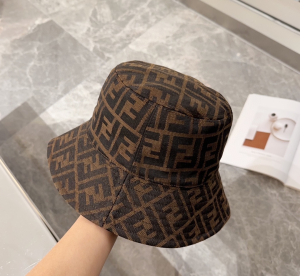 Fendi FF Jacquard Canvas Bucket Hat Brown