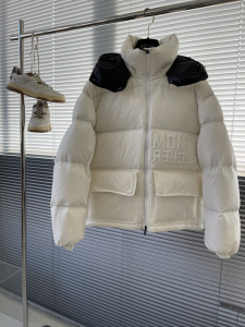 Moncler Abbaye Short Down Jacket with Hooded White Moncler Abbaye Short Down Jacket with Hooded White