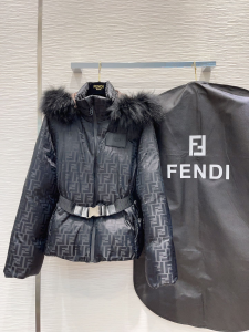 Fendi FF Padded Ski Down Jacket with Shearling Hooded Fendi FF Padded Ski Down Jacket with Shearling Hooded