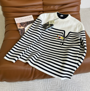 Loewe Suna Fujita Embroidered Stripe Wool Sweater White Loewe Suna Fujita Embroidered Stripe Wool Sweater White