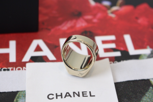 Chanel Crystal CC Logo Gold Rings