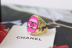 Chanel Pink Gold CC Logo Rings