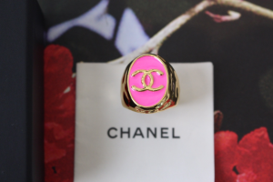 Chanel Pink Gold CC Logo Rings