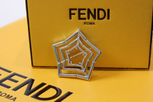 Fendi Five Star Shaped Silver Brooch with Crystal Fendi Five Star Shaped Silver Brooch with Crystal