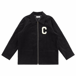 Celine Black CORDUROY Jacket with Celine Paris Patch Celine Black CORDUROY Jacket with Celine Paris Patch