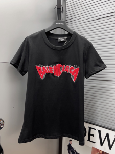 Balenciaga Logo Embroidery Black Cotton T Shirt Balenciaga Logo Embroidery Black Cotton T Shirt