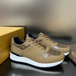 Tods Brown Leather Lace Up Sneakers
