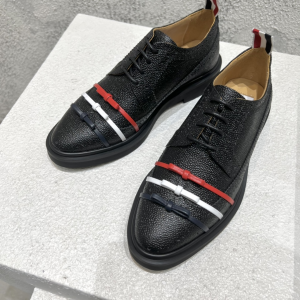 Thom Browne Three Wholecut Tricolour Bow Longwing Brogues Black Calf Leather Thom Browne Three Wholecut Tricolour Bow Longwing Brogues Black Calf Leather