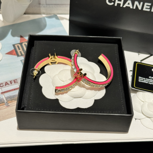 Chanel Pink CC Crystal Stud Earrings