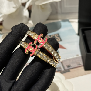 Chanel Pink CC Crystal Stud Earrings