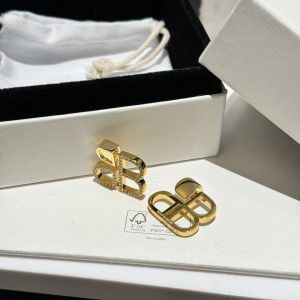 Balenciaga Crystal BB Gold Earrings