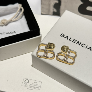 Balenciaga Crystal BB Gold Earrings
