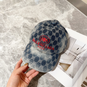 Balenciaga BB Denim Blue Cotton Baseball Cap Hat Balenciaga BB Denim Blue Cotton Baseball Cap Hat