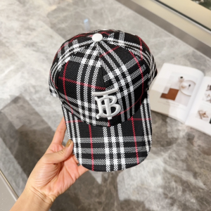 Burberry TB London England Check Black Baseball Cap Hat Burberry TB London England Check Black Baseball Cap Hat