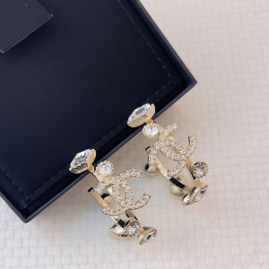 Chanel Crystals CC Logo Earrings