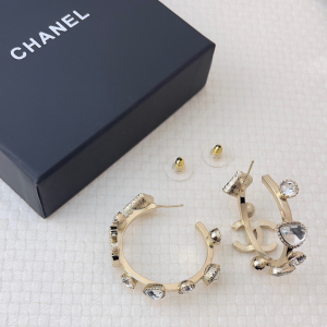 Chanel Crystals CC Logo Earrings