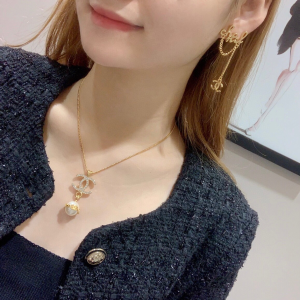 Chanel Monogram Logo Gold Earrings