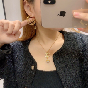 Chanel Monogram Logo Gold Earrings