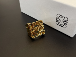 Loewe Anagram Pave Yellow Gold Rings