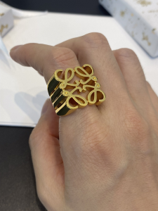 Loewe Anagram Pave Yellow Gold Rings