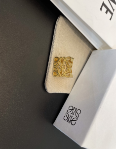 Loewe Anagram Pave Yellow Gold Rings