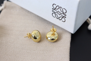 Loewe Anagram Pebble Stud Earrings Gold