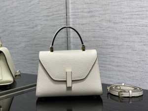 Valextra Mini Iside Top Handle Bag Off White Millepunte Calf Leather Valextra Mini Iside Top Handle Bag Off White Millepunte Calf Leather