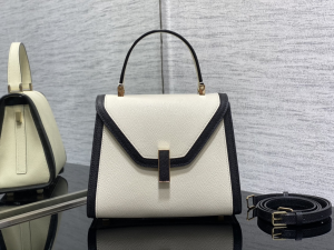 Valextra Small Iside Top Handle Bag White Black Millepunte Calf Leather Valextra Small Iside Top Handle Bag White Black Millepunte Calf Leather