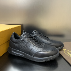 Tods Black Leather Low Top Sneakers