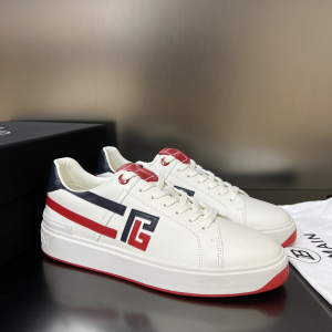 Balmain B Court White Red Leather Low Top Sneakers Balmain B Court White Red Leather Low Top Sneakers