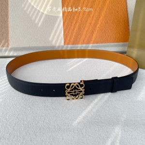 Loewe Anagram Reversible Black Leather Belt 32MM Loewe Anagram Reversible Black Leather Belt 32MM