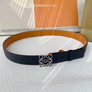 Loewe Anagram Reversible Black Leather Belt 32MM Loewe Anagram Reversible Black Leather Belt 32MM