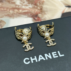 Chanel Crystal CC Clip on Earrings